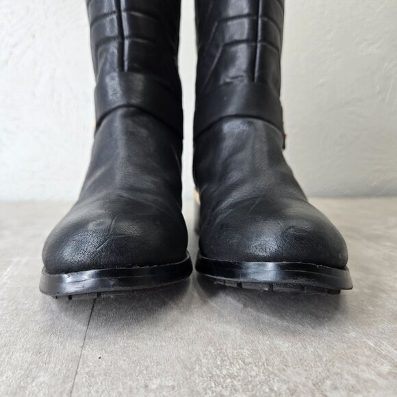 Vince Camuto Harness Moto Boots 8.5 Black Quilted Leather Western Biker Booties - Picture 3 of 13